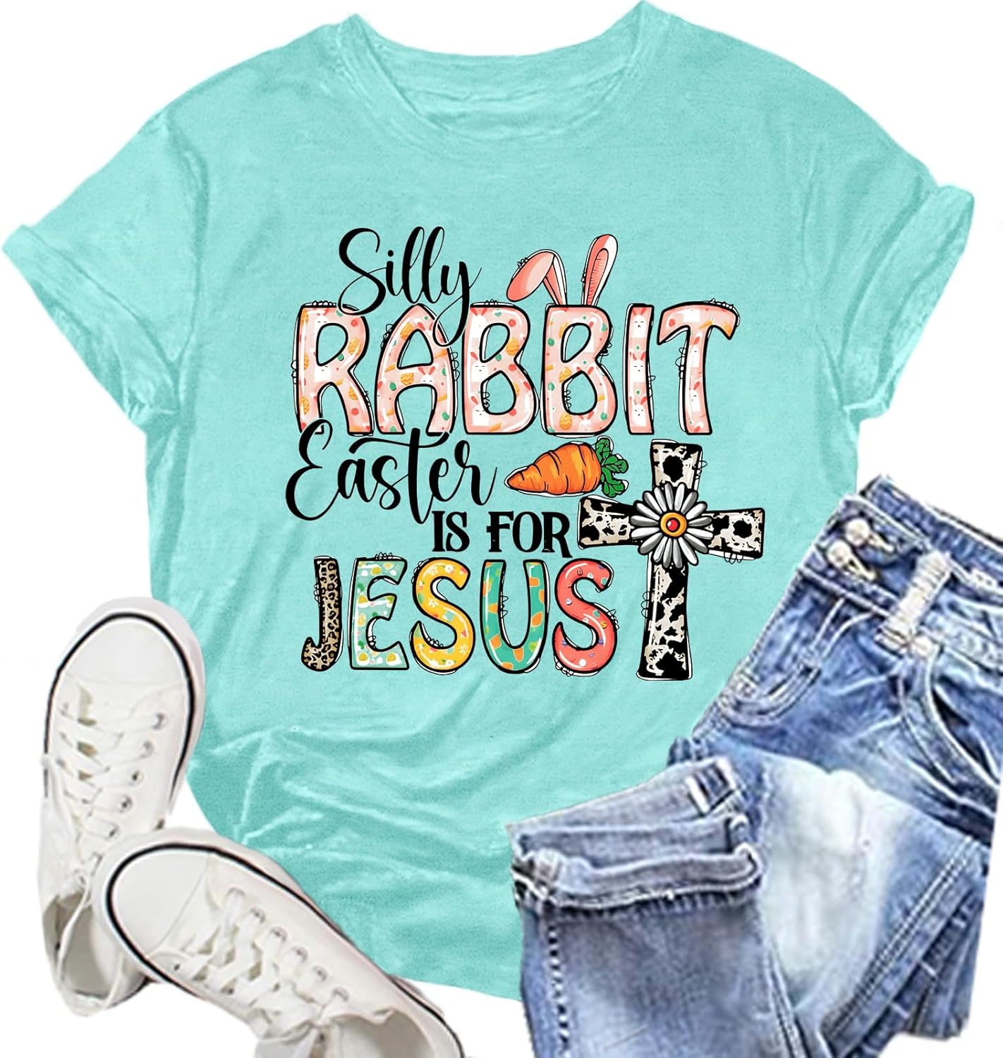 Womens Easter is for Jesus Shirt Easter Day T-Shirts Silly Rabbit Tee Tops Unisex T-shirt, Sweatshirt, Hoodie, Long Sleeve Tee - T-Shirt, Sweatshirt, Hoodie