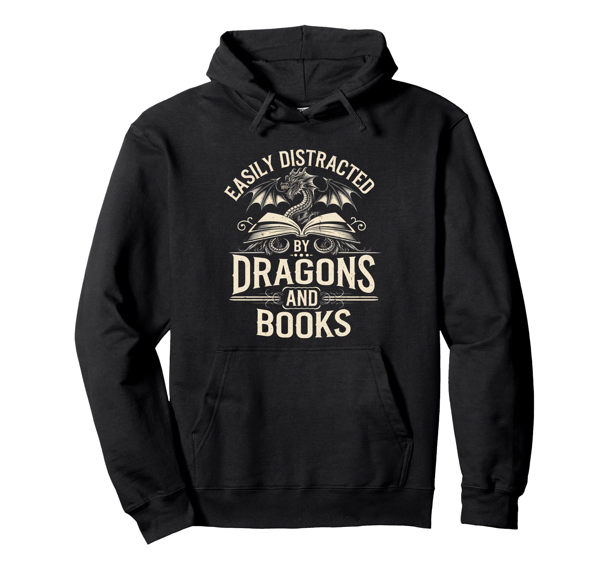Easily Distracted Books Dragons Funny Hoodie - Novelty Apparel Men Women - T-Shirt, Sweatshirt, Hoodie