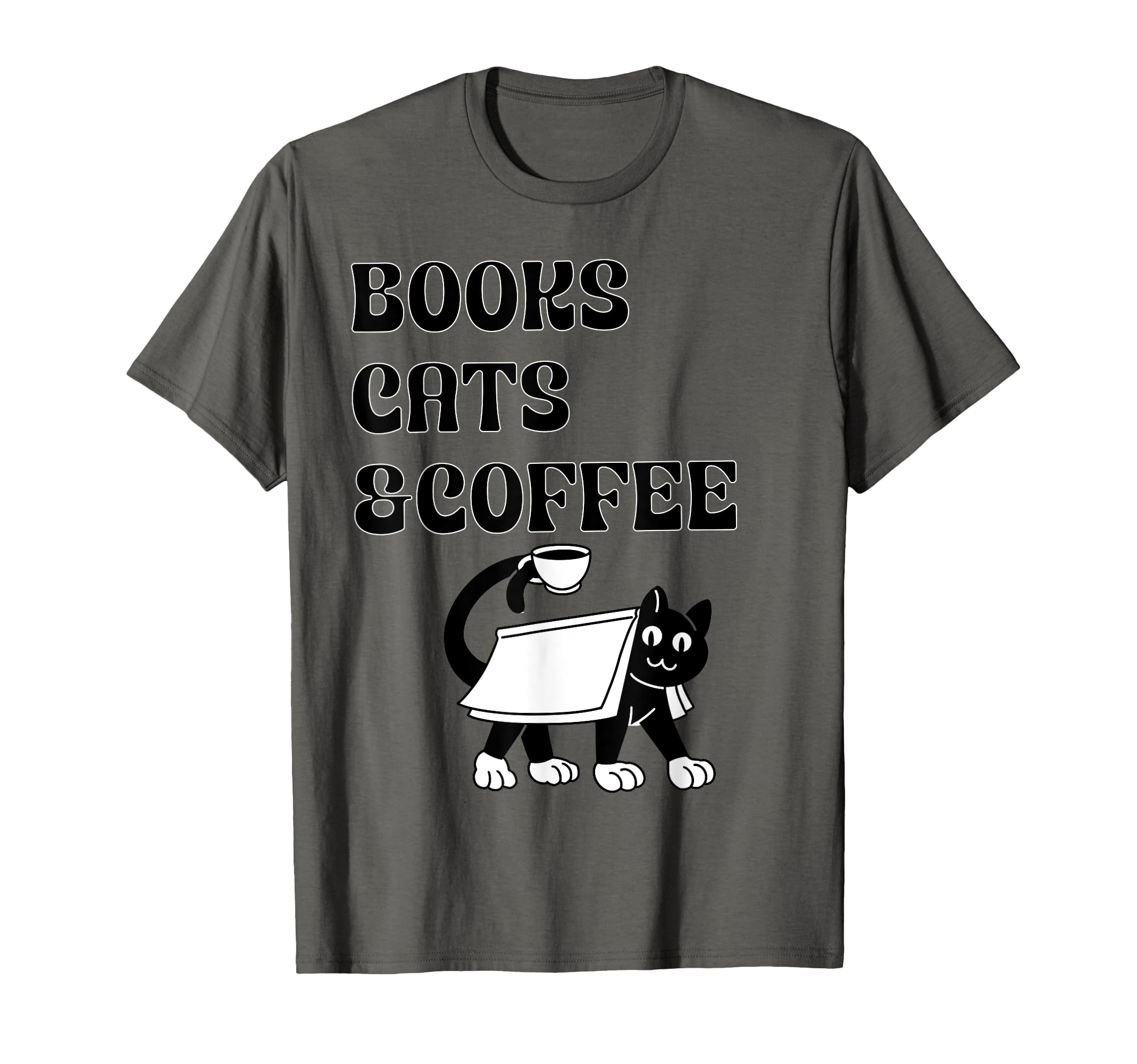 Book Lovers Books Cats And Coffee T-Shirt - Custom Art Print for Adults - T-Shirt, Sweatshirt, Hoodie