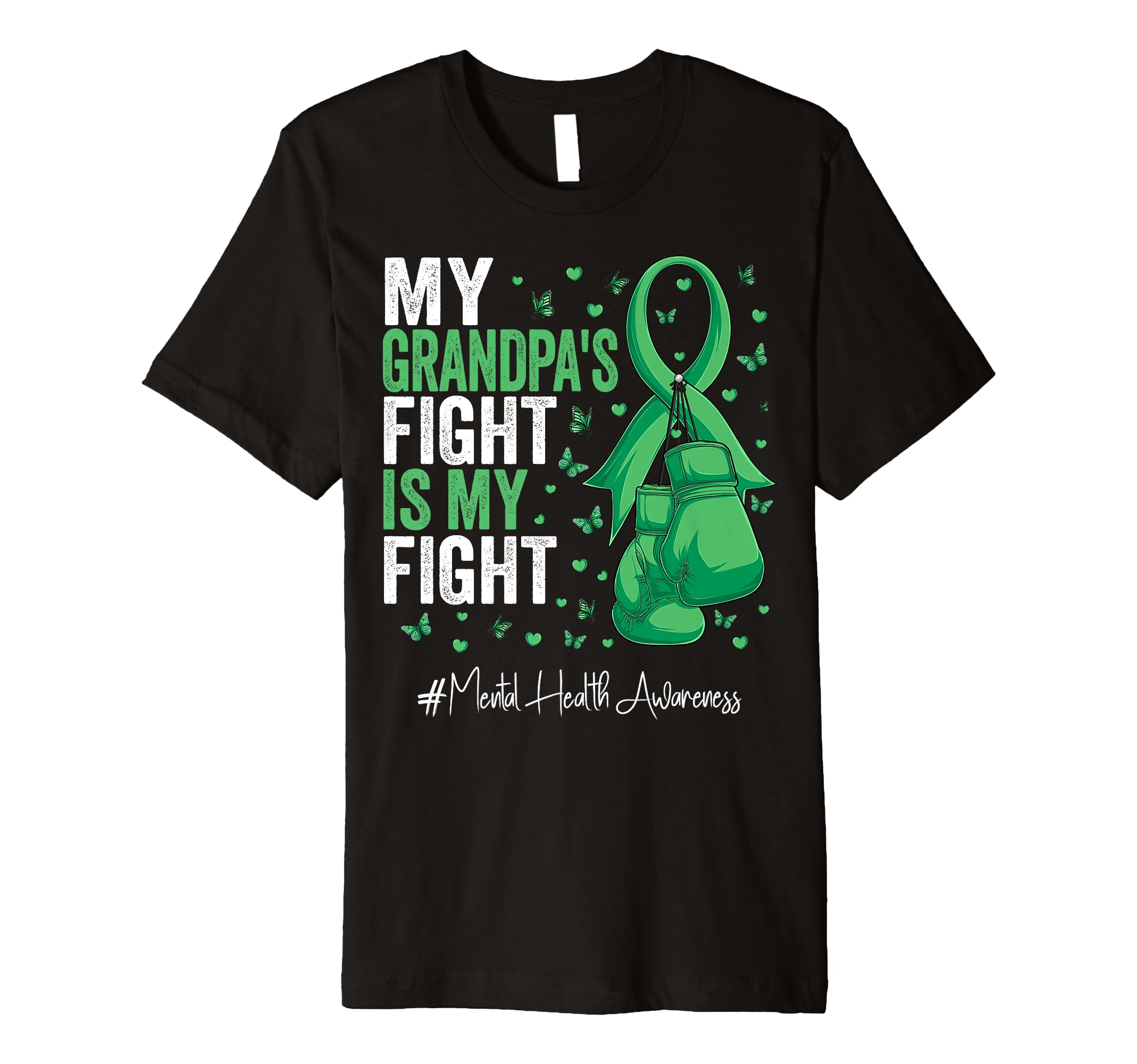Green Ribbon Grandfather Mental T-Shirt - Custom Art Print for Adults - T-Shirt, Sweatshirt, Hoodie