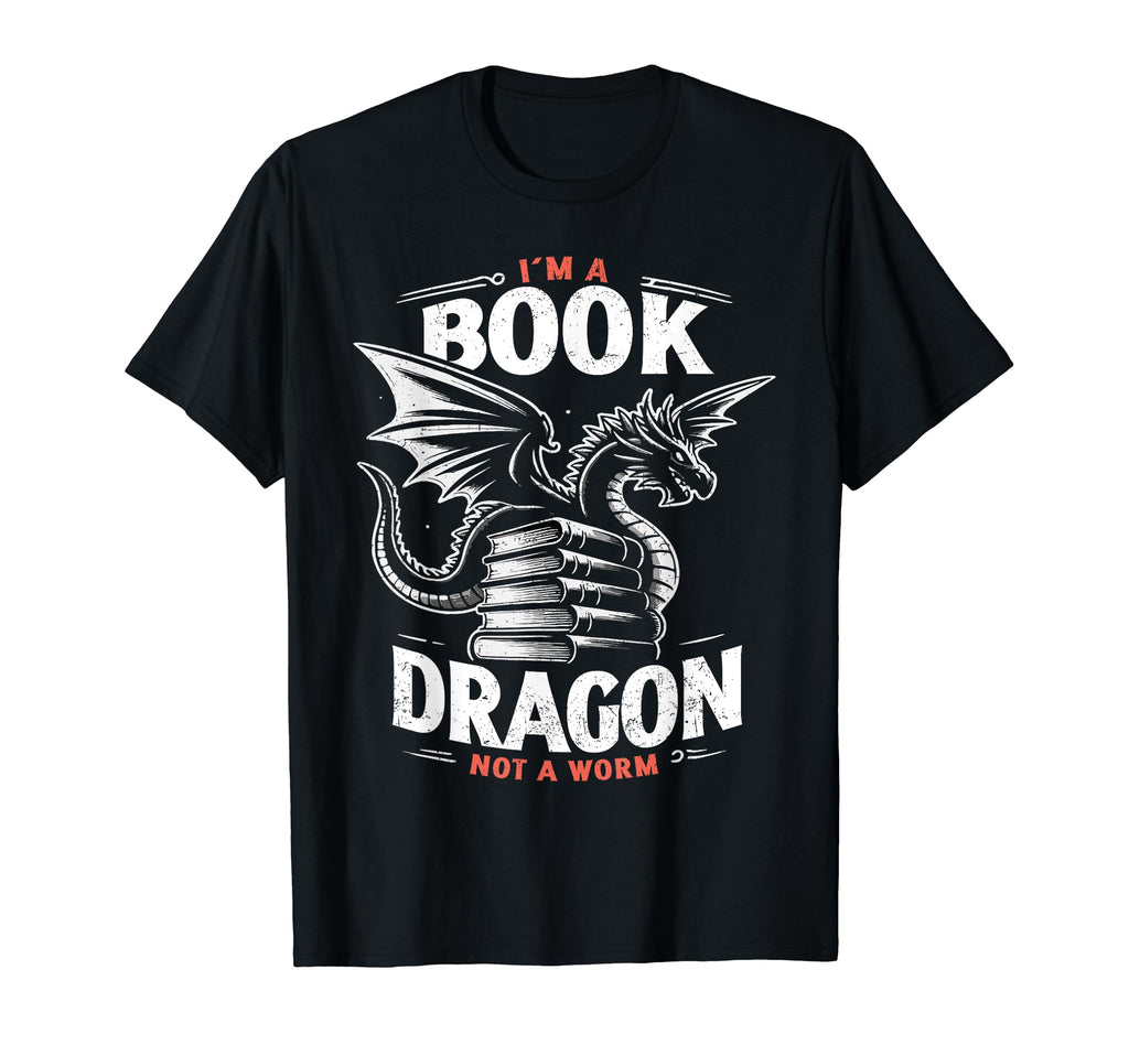 Reading Book Dragon Not Worm T-Shirt - Minimalist Print for Adults - T-Shirt, Sweatshirt, Hoodie