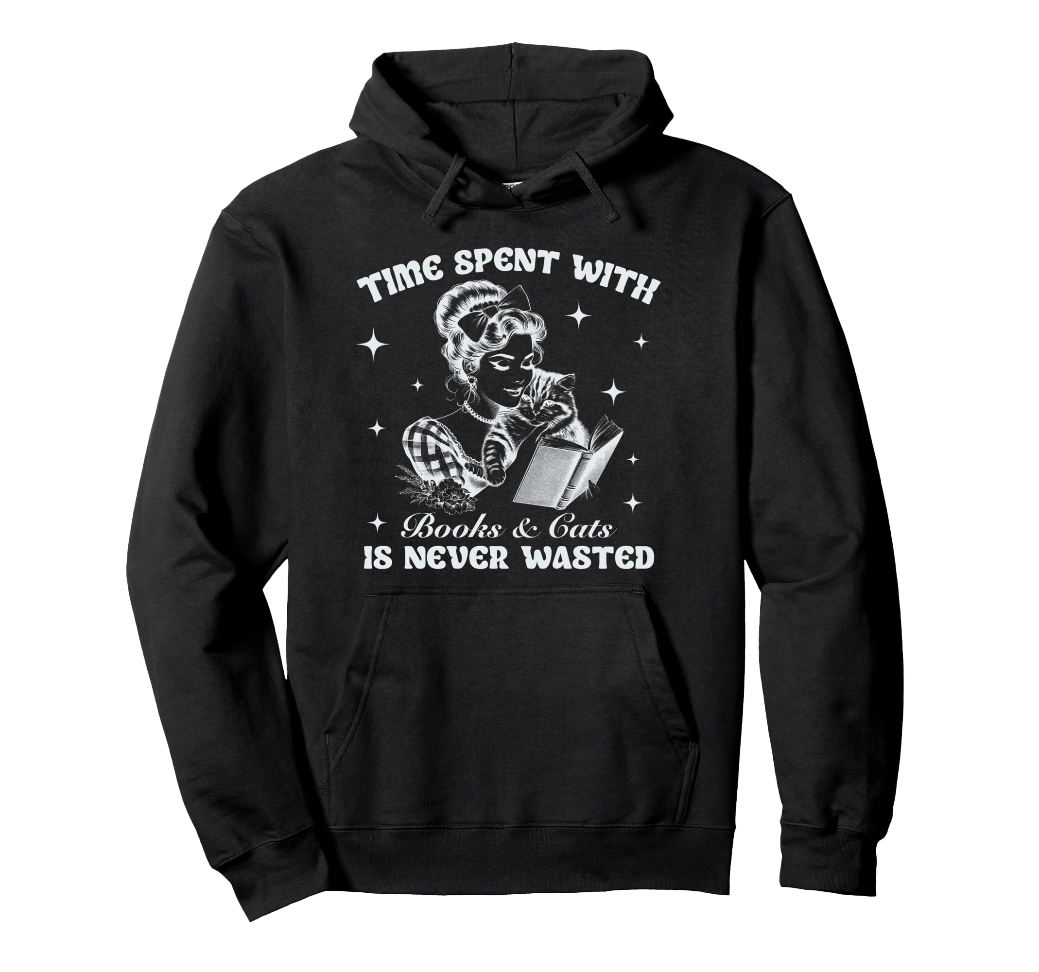 Book Lovers Time Spent Books And Cats Hoodie - Custom Art Print for Adults - T-Shirt, Sweatshirt, Hoodie