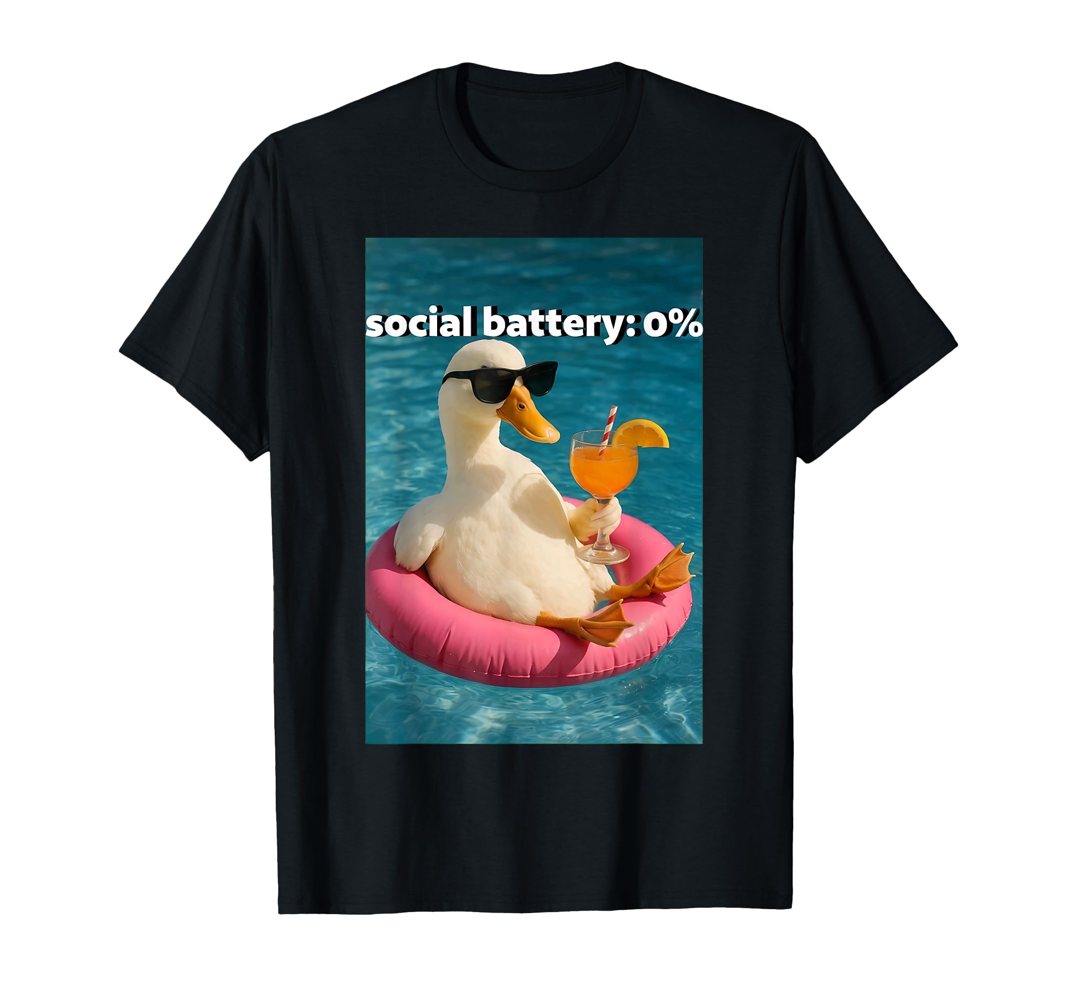 Social Battery 0 Funny Goose T-Shirt - Custom Art Print for Adults - T-Shirt, Sweatshirt, Hoodie