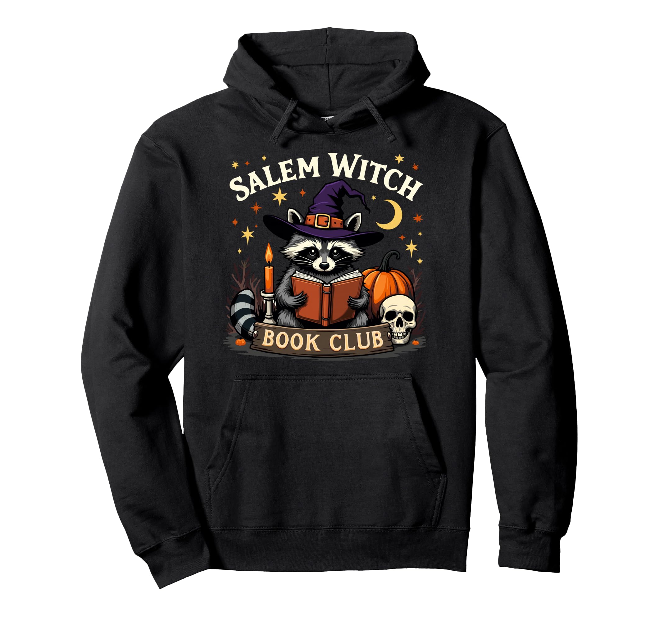 Funny Raccoon Halloween Salem Witch Hoodie - Novelty Apparel for Adults - T-Shirt, Sweatshirt, Hoodie