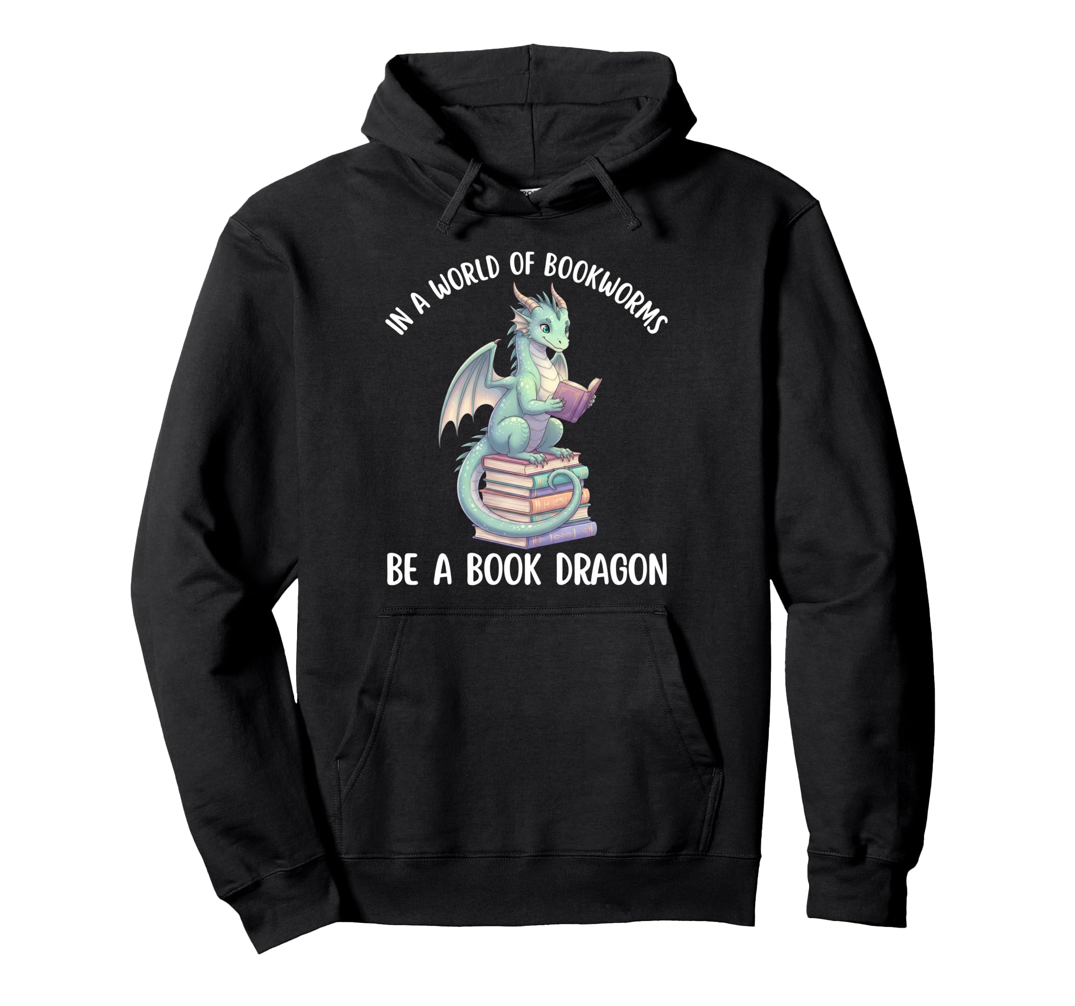 Funny Dragon Book Reader Bookworm Hoodie - Casual Everyday Wear Men Women - T-Shirt, Sweatshirt, Hoodie
