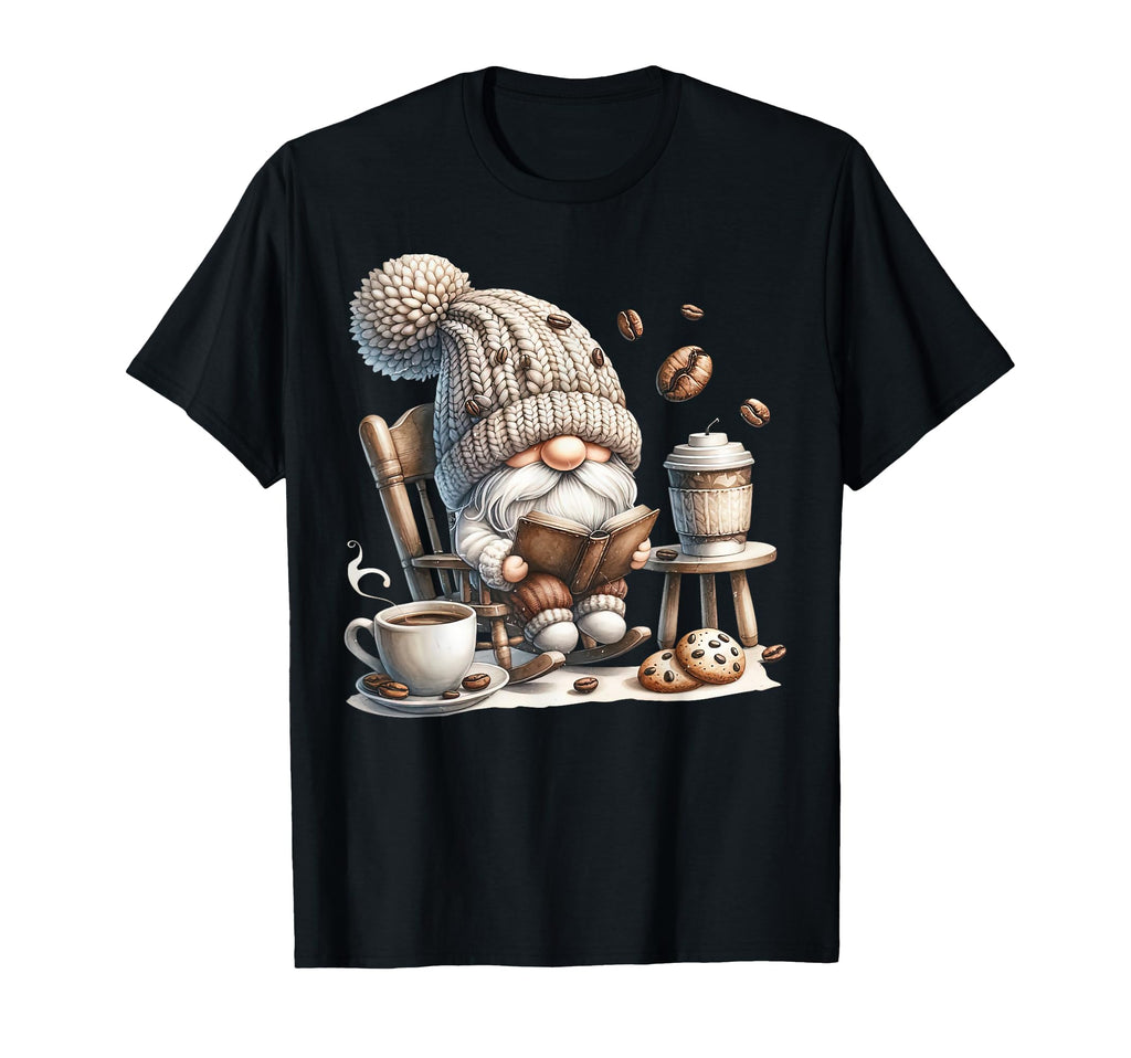 Gnome Reading Book Coffee Gnome T-Shirt - Fun Novelty Design Unisex - T-Shirt, Sweatshirt, Hoodie