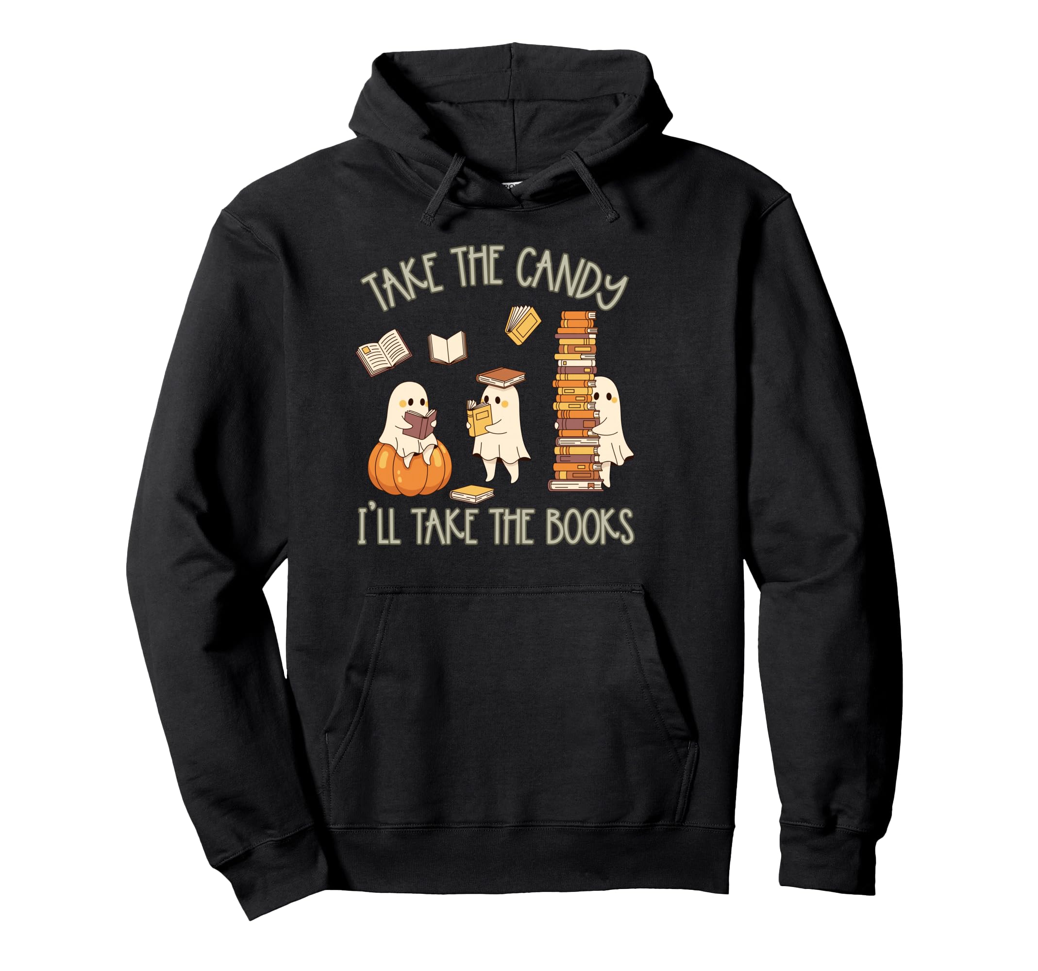Halloween Book Lover Ghost Take Candy Hoodie - Fun Novelty Design Unisex - T-Shirt, Sweatshirt, Hoodie