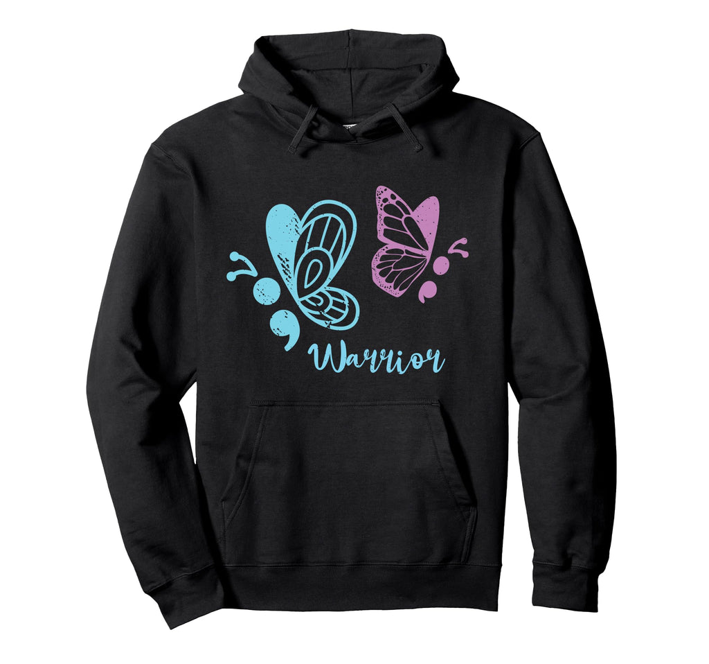 Warrior Semicolon Butterfly Strength Hoodie - Aesthetic Graphic for Adults - T-Shirt, Sweatshirt, Hoodie
