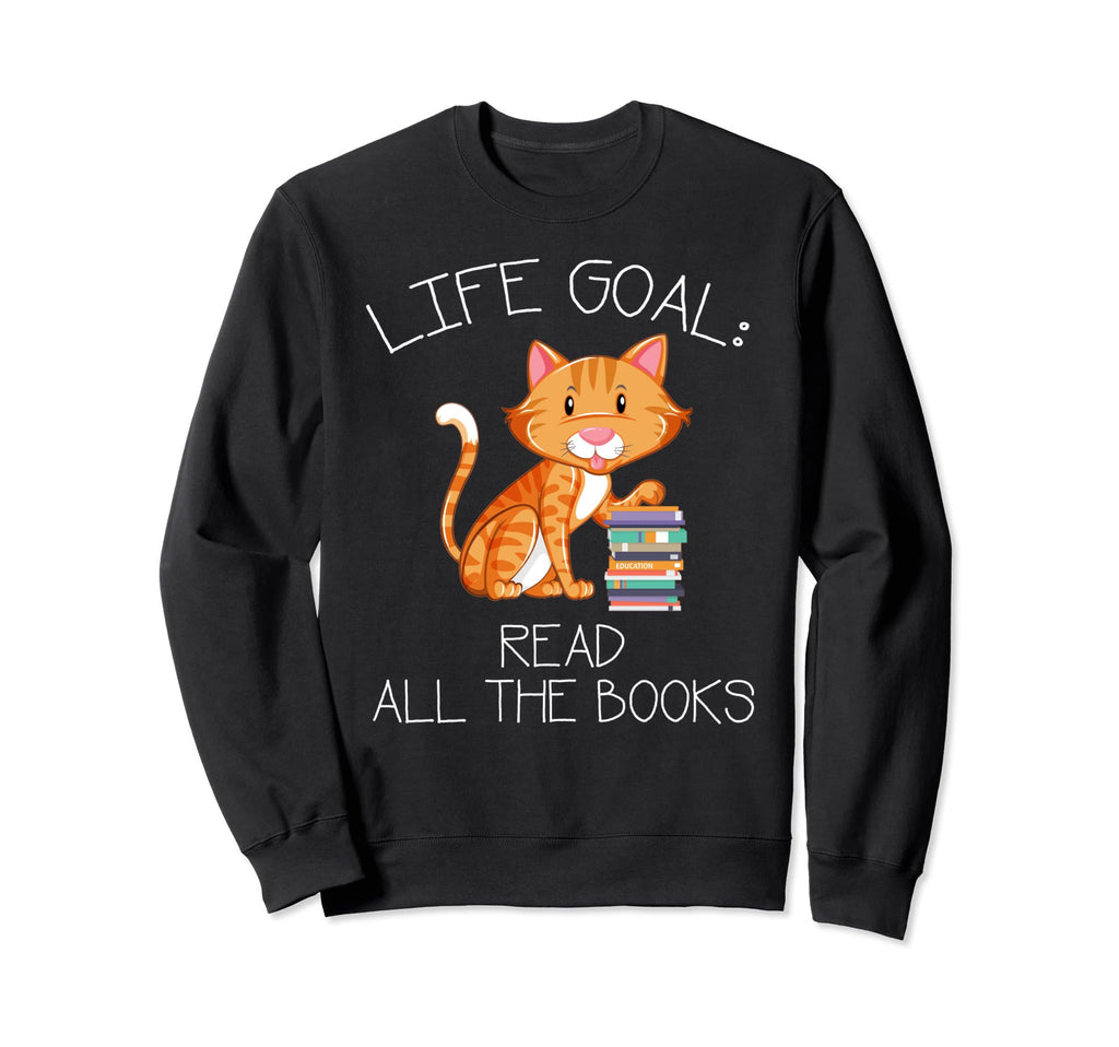 Bookworm Cat Books Reader Reading Sweatshirt - Novelty Apparel Men Women - T-Shirt, Sweatshirt, Hoodie