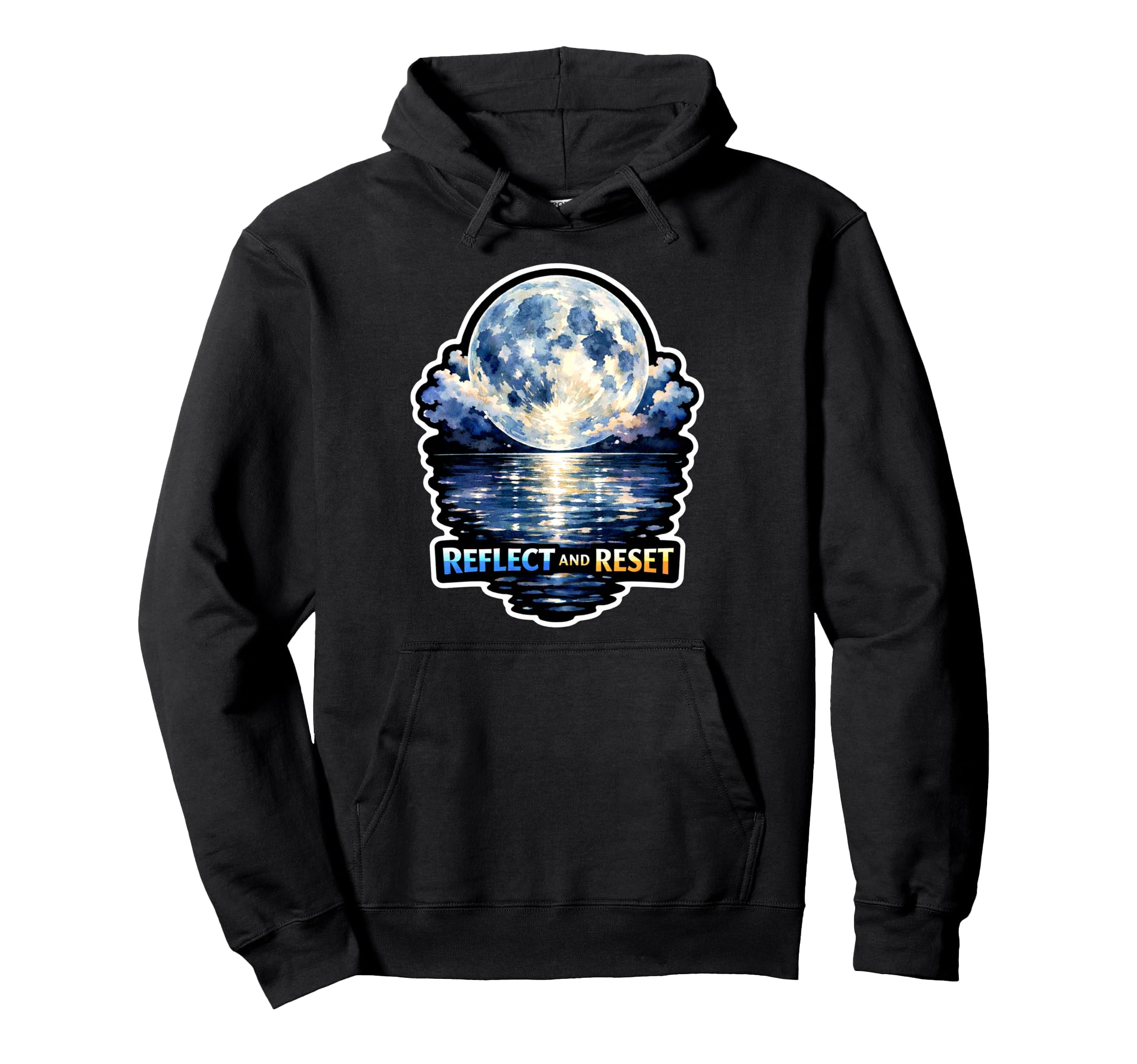 Moon Meditation Lunar Mindfulness Hoodie - Custom Art Print Men Women - T-Shirt, Sweatshirt, Hoodie
