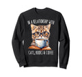 Funny Cat Coffee And Books Sweatshirt - Aesthetic Graphic Men Women - T-Shirt, Sweatshirt, Hoodie