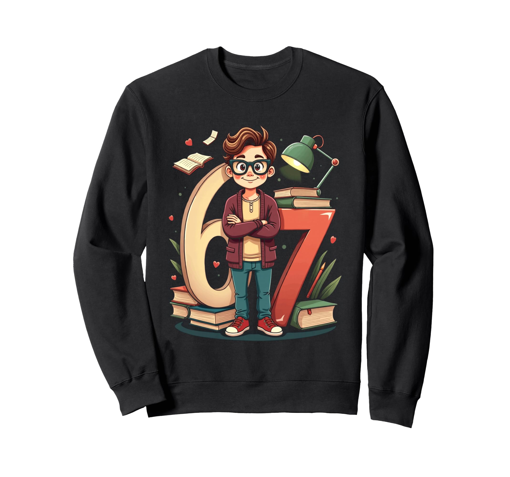 Six Seven Librarian Meme Book Nerd Sweatshirt - Novelty Apparel Unisex - T-Shirt, Sweatshirt, Hoodie