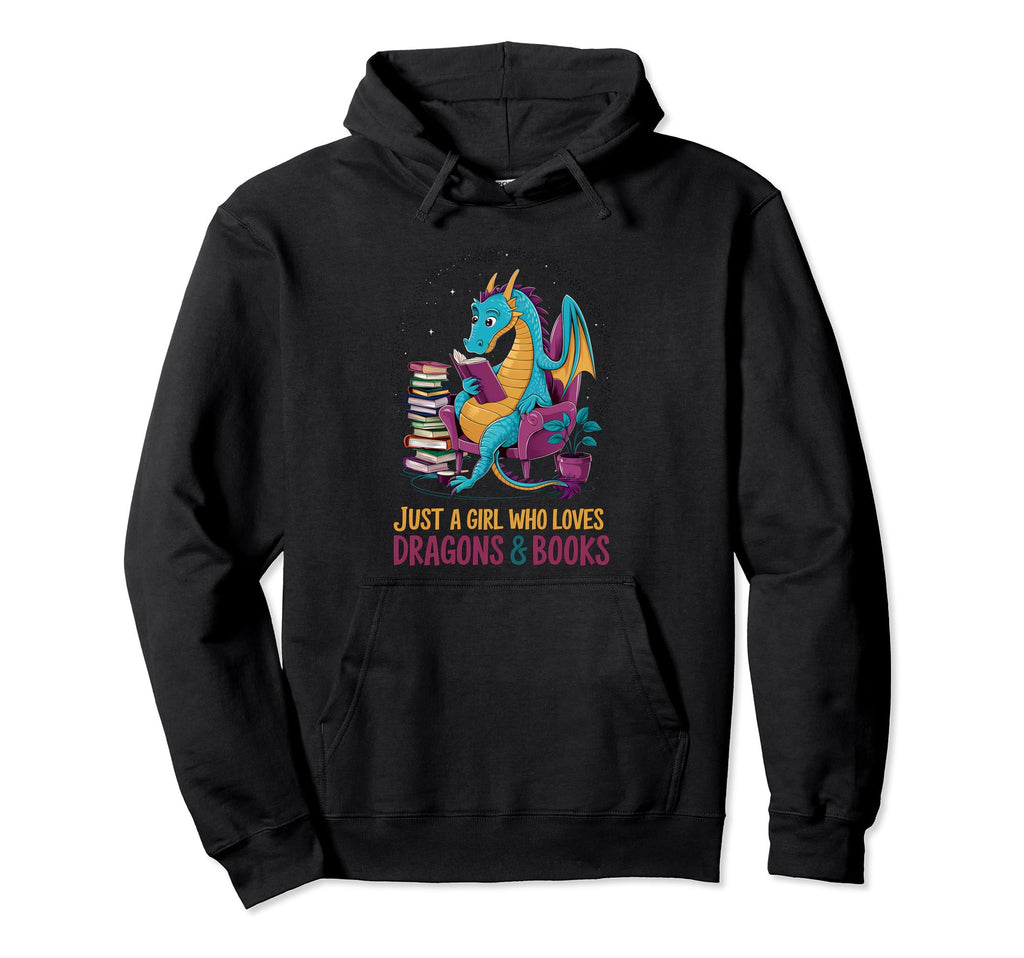 Just Who Loves Dragons Books Funny Book Worm Hoodie - Unique Graphic Unisex - T-Shirt, Sweatshirt, Hoodie
