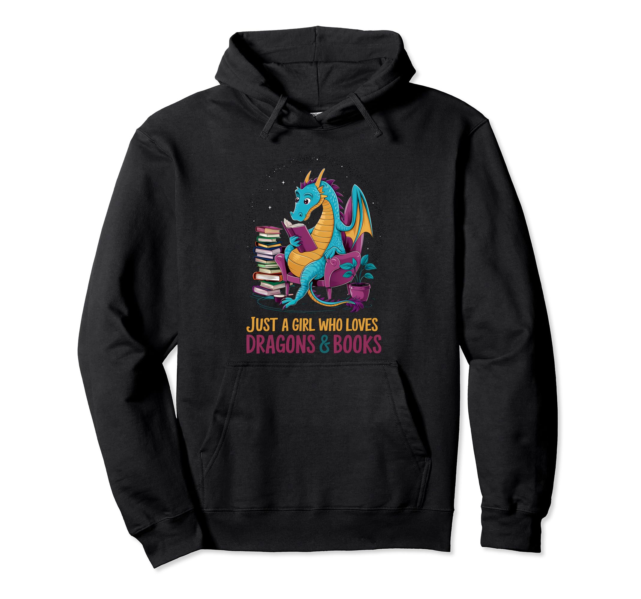 Just Who Loves Dragons Books Funny Book Worm Hoodie - Unique Graphic Unisex - T-Shirt, Sweatshirt, Hoodie