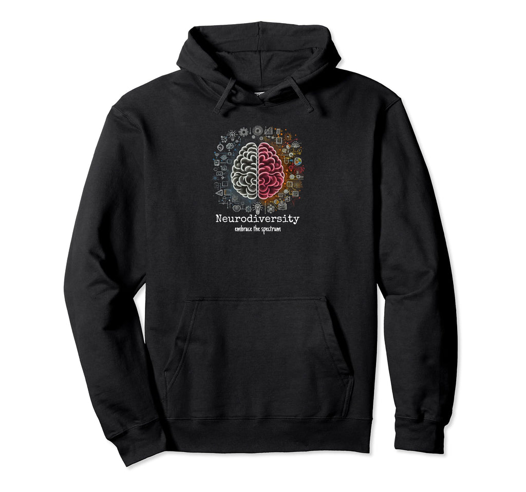Colorful Rainbow Brain Neurodiversity Hoodie - Casual Everyday Wear Unisex - T-Shirt, Sweatshirt, Hoodie