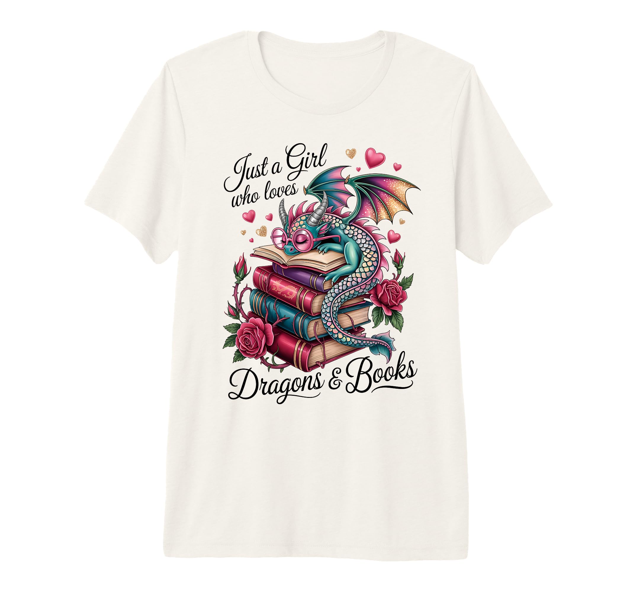 Just Who Loves Dragons And Books Tri T-Shirt - Graphic Print for Adults - T-Shirt, Sweatshirt, Hoodie
