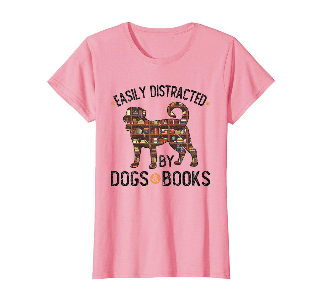 Reading Easily Distracted Dogs Books T-Shirt - Minimalist Print for Adults - T-Shirt, Sweatshirt, Hoodie