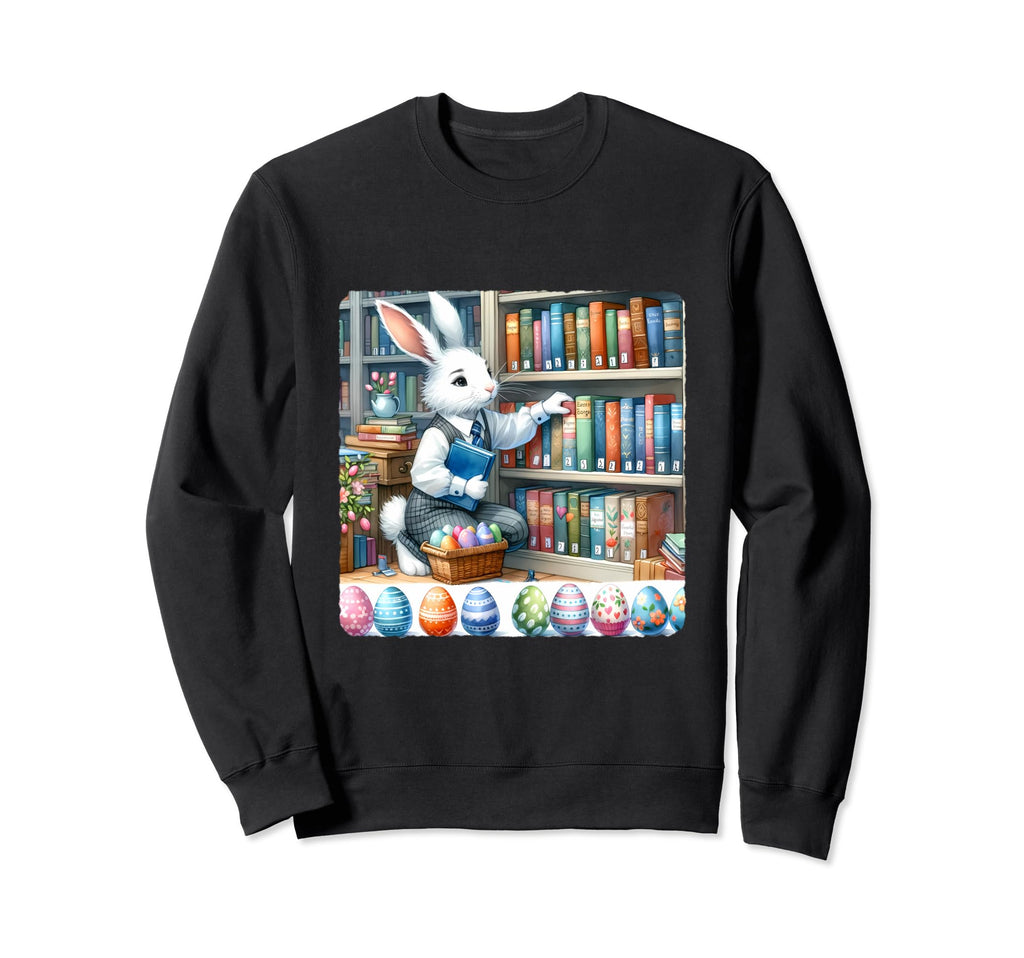 Rabbit Organizes Egg Covered Books Sweatshirt - Aesthetic Graphic Unisex - T-Shirt, Sweatshirt, Hoodie
