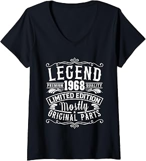 Women's Born in 1968 Birthday, Legend Mostly Original Parts Funny V-Neck T-Shirt Unisex T-shirt, Sweatshirt, Hoodie, Long Sleeve Tee - T-Shirt, Sweatshirt, Hoodie