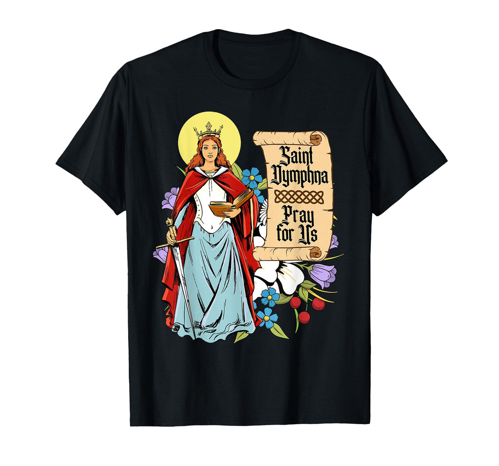 St Dymphna Purity Lily Patron Saint T-Shirt - Minimalist Print for Adults - T-Shirt, Sweatshirt, Hoodie