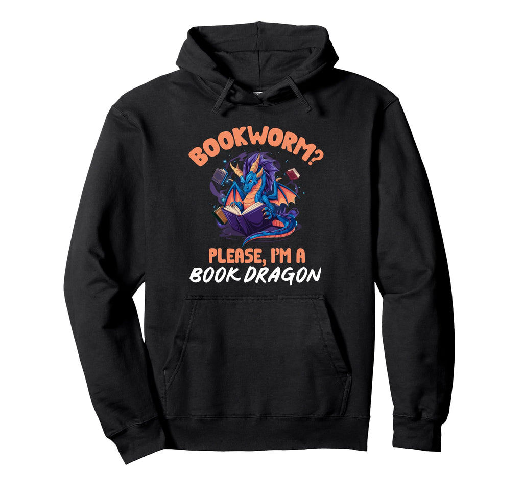 Im Book Drogon Bookworm Dragon Reading Hoodie - Custom Art Print Men Women - T-Shirt, Sweatshirt, Hoodie