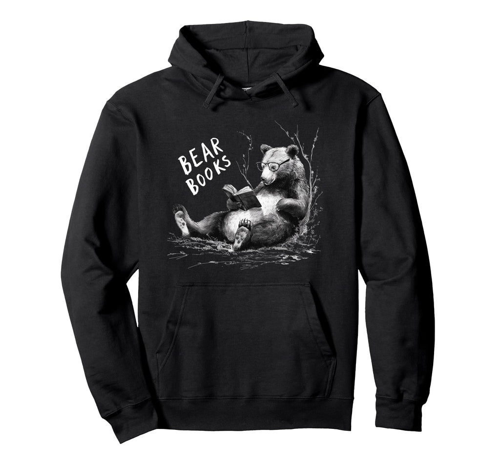 Book Lover Bear Cozy Reading Bear Bear Hoodie - Trendy Graphic Men Women - T-Shirt, Sweatshirt, Hoodie