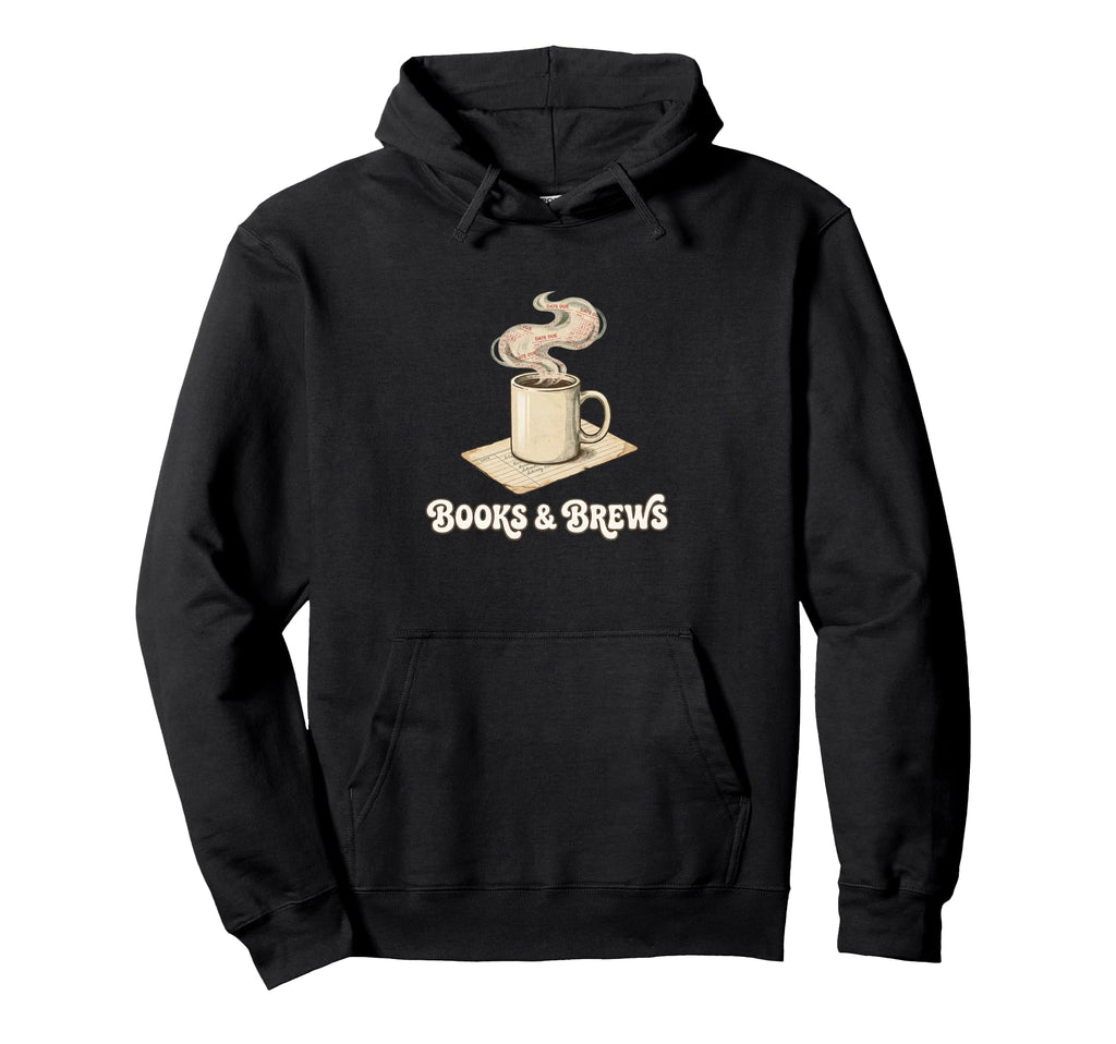 Books And Brews Coffee Reader Library Hoodie - Minimalist Print for Adults - T-Shirt, Sweatshirt, Hoodie