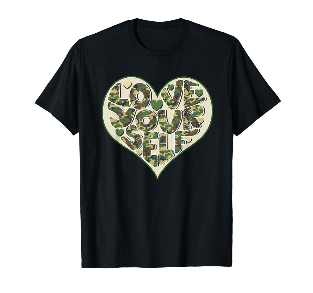 Love Yourself Camo Heart Valentines Day T-Shirt - Trendy Graphic Unisex - T-Shirt, Sweatshirt, Hoodie