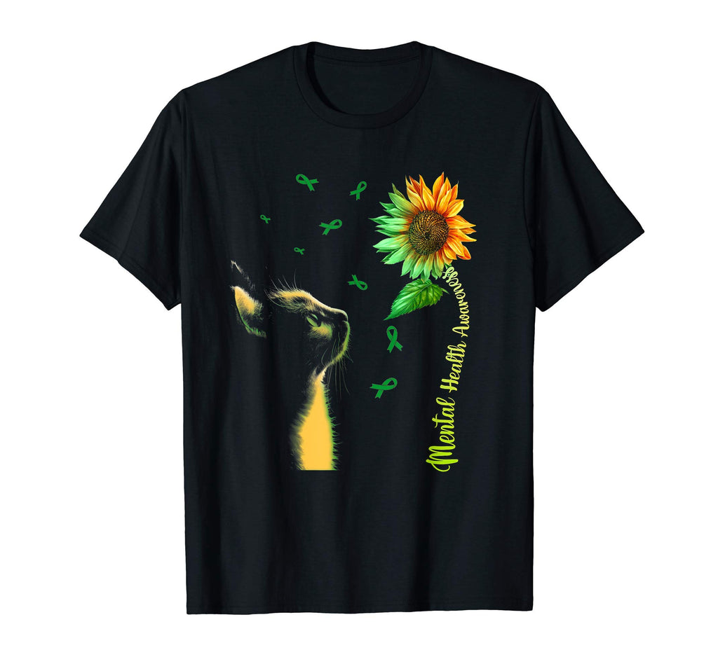 Cat Sunflower Mental Health Awareness T-Shirt - Trendy Graphic Unisex - T-Shirt, Sweatshirt, Hoodie