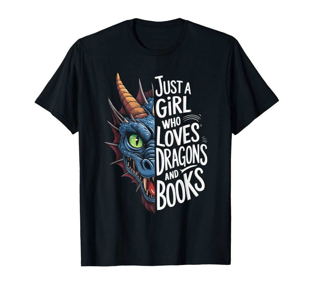 Just Who Loves Dragons And Books T-Shirt - Graphic Print Unisex - T-Shirt, Sweatshirt, Hoodie