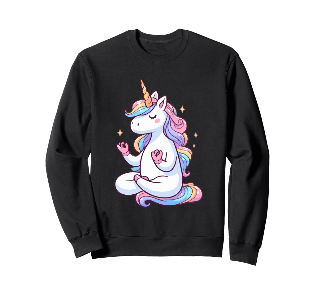 Meditation Unicorn Yoga Pose Relaxing Sweatshirt - Graphic Print Unisex - T-Shirt, Sweatshirt, Hoodie