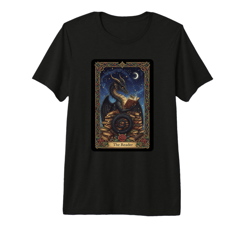 Mystic Library Dragon Reader Tarot Night T-Shirt - Trendy Graphic Unisex - T-Shirt, Sweatshirt, Hoodie