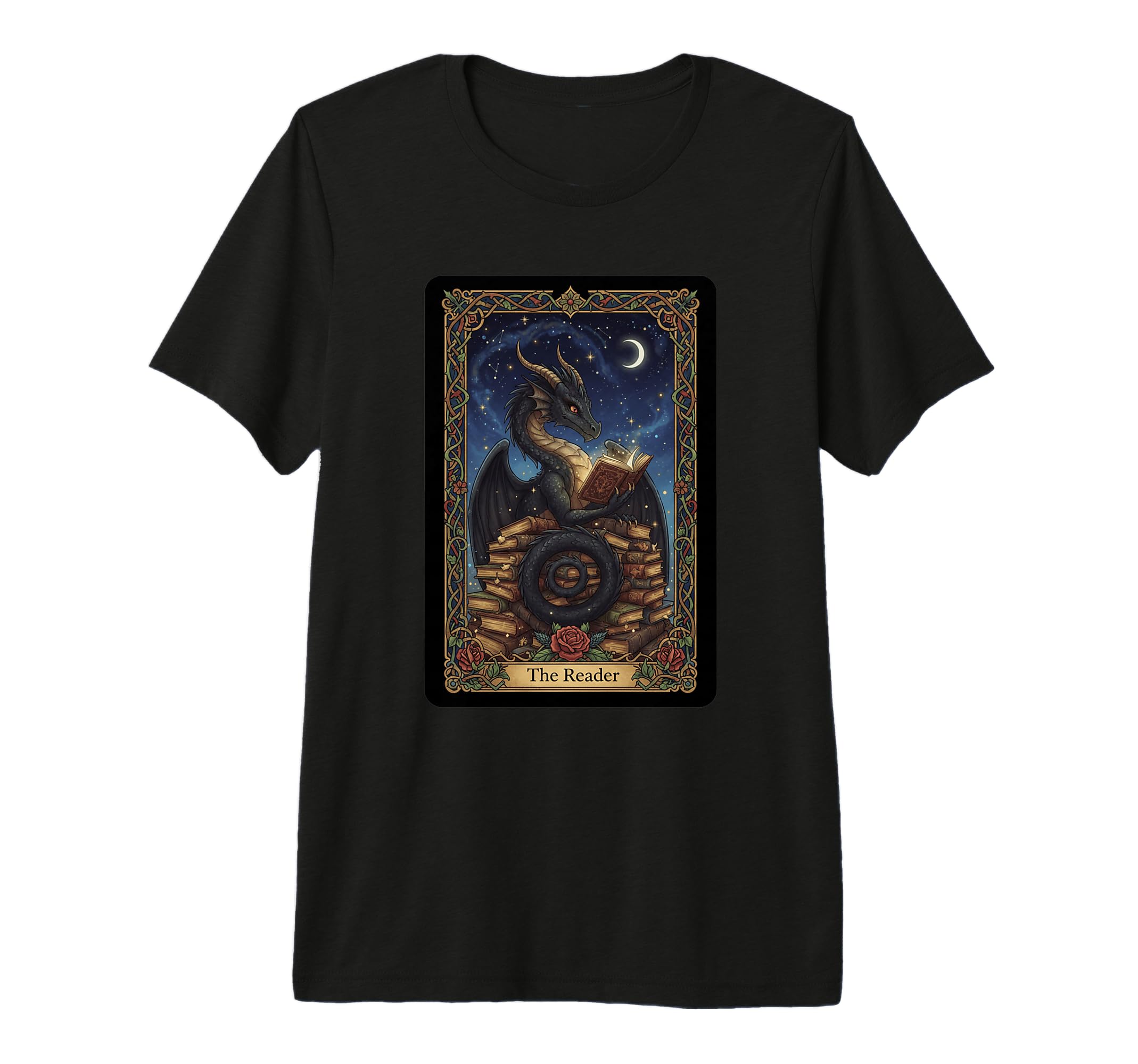 Mystic Library Dragon Reader Tarot Night T-Shirt - Trendy Graphic Unisex - T-Shirt, Sweatshirt, Hoodie
