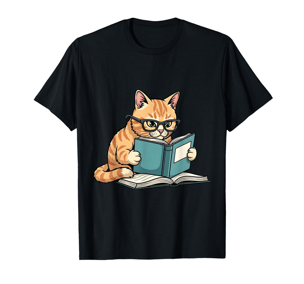 Cat Reading Book Nerd Kitty Bookworm T-Shirt - Trendy Graphic for Adults - T-Shirt, Sweatshirt, Hoodie