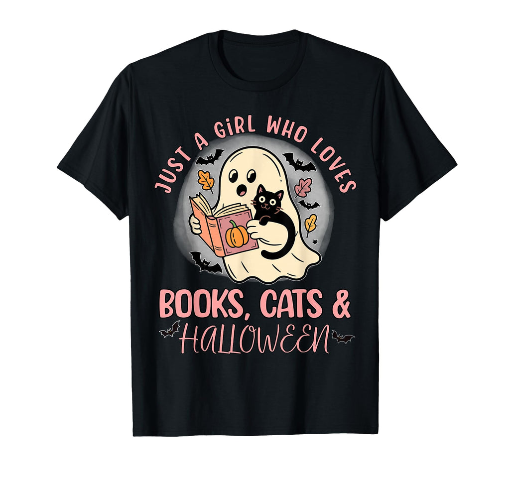 Just Who Loves Books Cats Halloween T-Shirt - Casual Everyday Wear Unisex - T-Shirt, Sweatshirt, Hoodie