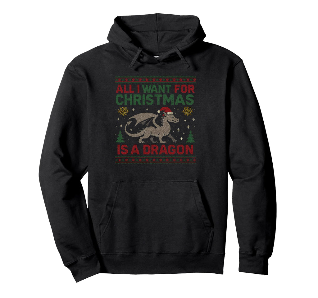 All I Want Is Dragon Books Ugly Hoodie - Graphic Print for Adults - T-Shirt, Sweatshirt, Hoodie