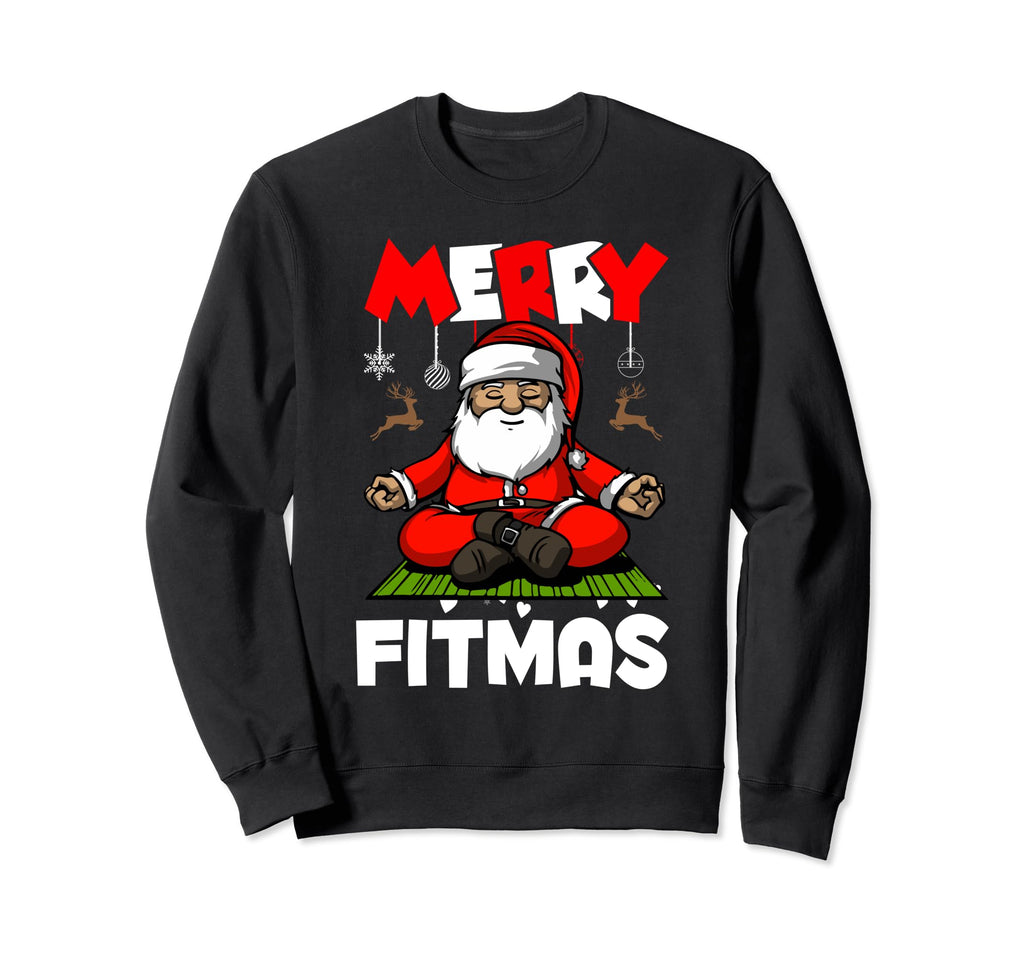 Merry Fitmas Santa Claus Yoga Sweatshirt - Trendy Graphic Unisex - T-Shirt, Sweatshirt, Hoodie