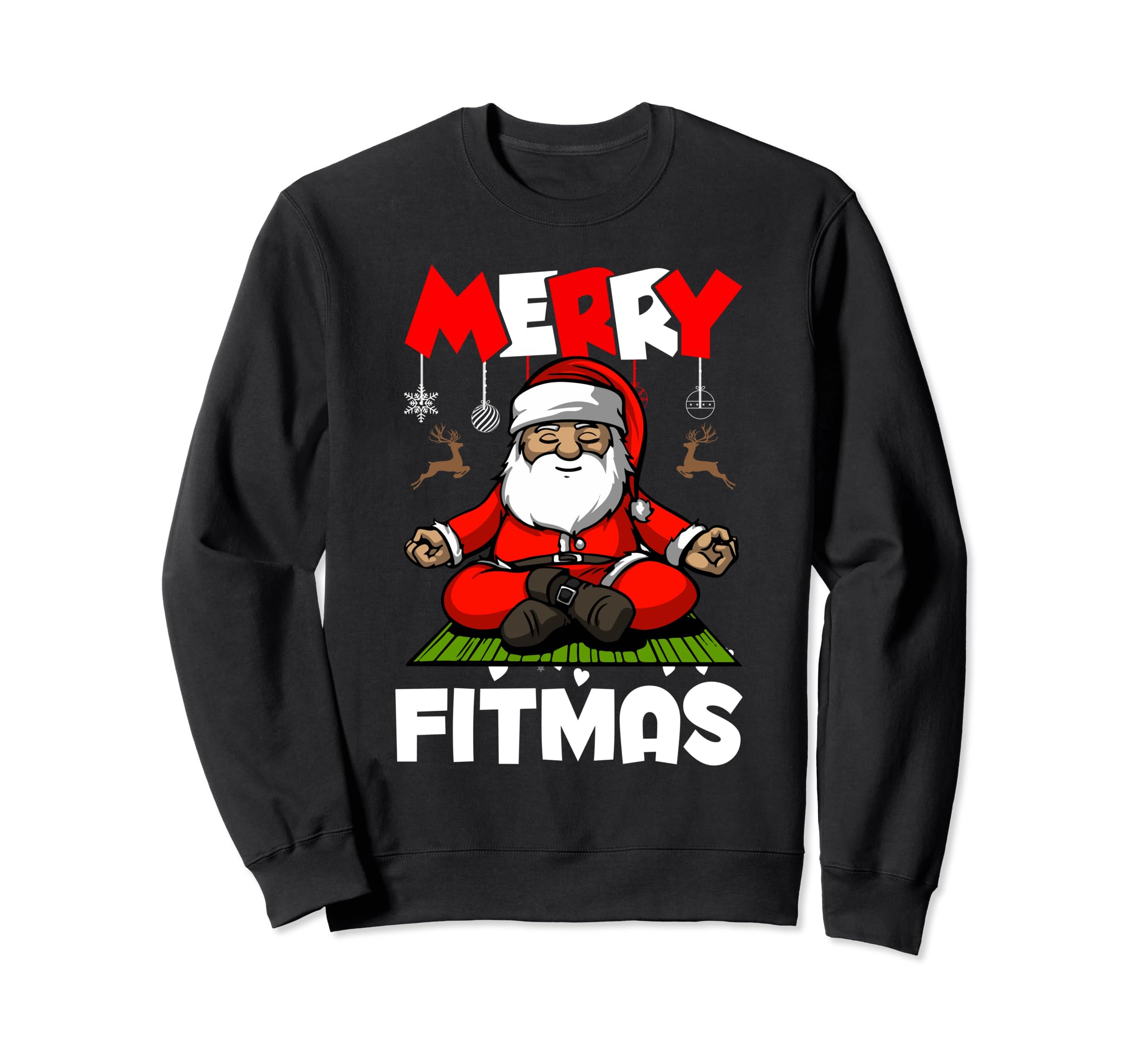 Merry Fitmas Santa Claus Yoga Sweatshirt - Trendy Graphic Unisex - T-Shirt, Sweatshirt, Hoodie