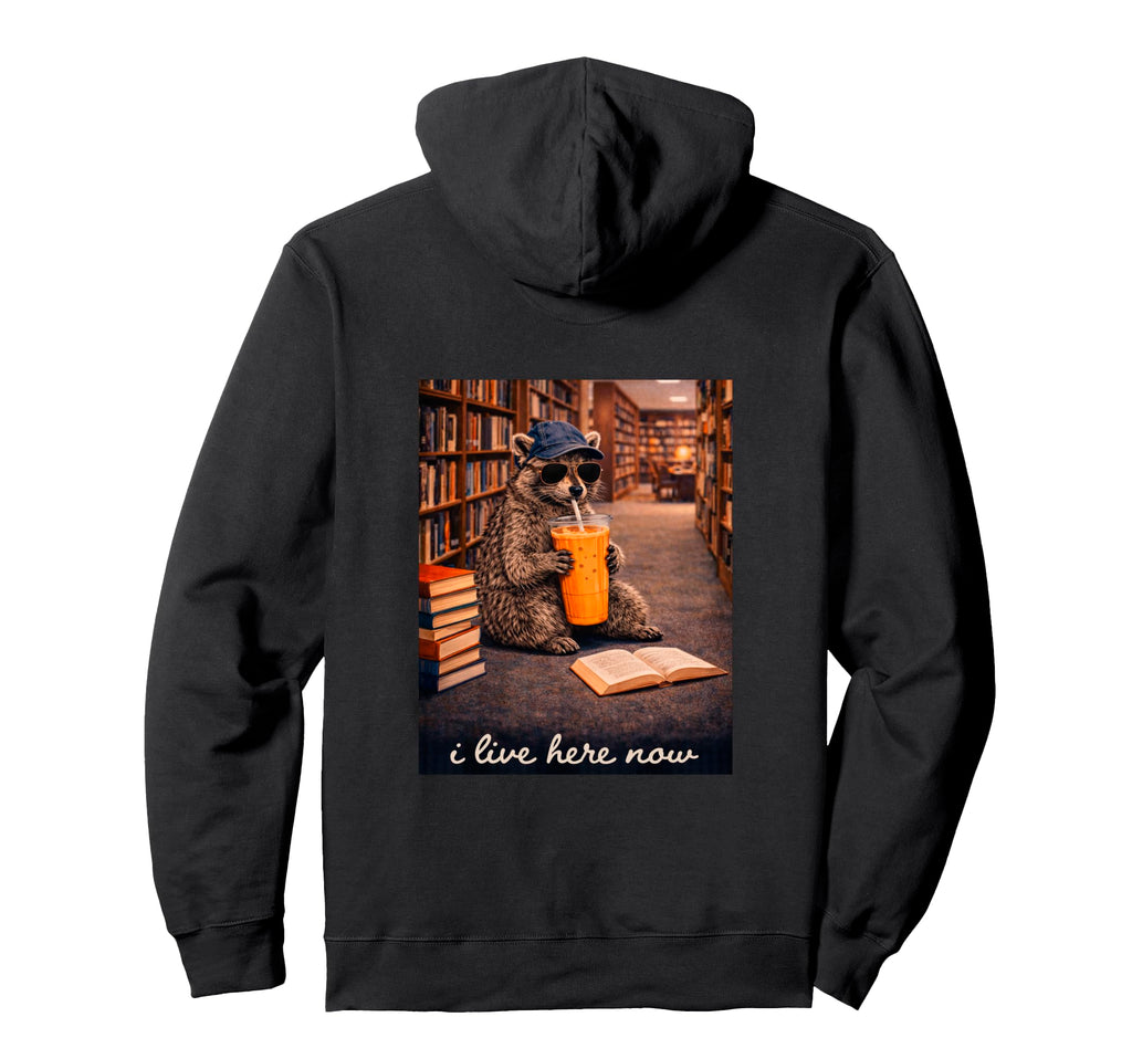 Funny Raccoon American Library Bookworm I Hoodie - Trendy Graphic Unisex - T-Shirt, Sweatshirt, Hoodie