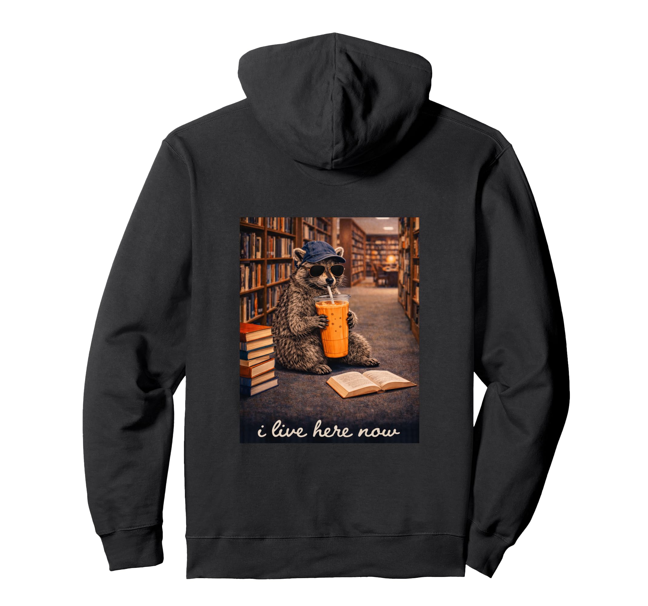 Funny Raccoon American Library Bookworm I Hoodie - Trendy Graphic Unisex - T-Shirt, Sweatshirt, Hoodie
