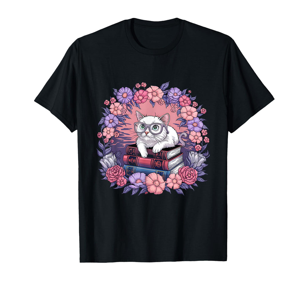 Books Cats Lover Reading Librarian T-Shirt - Graphic Print for Adults - T-Shirt, Sweatshirt, Hoodie