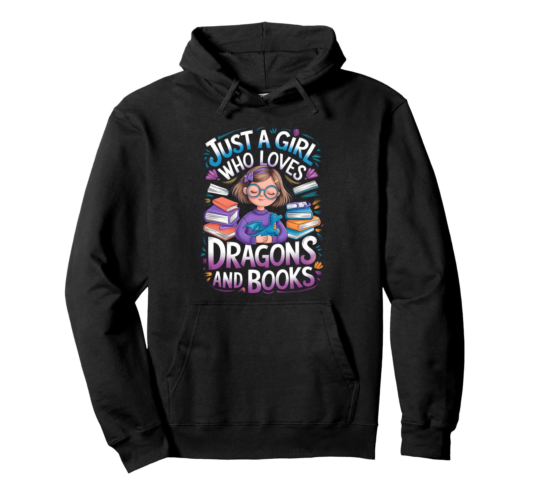 Just Who Loves Dragons And Books Hoodie - Casual Everyday Wear Men Women - T-Shirt, Sweatshirt, Hoodie