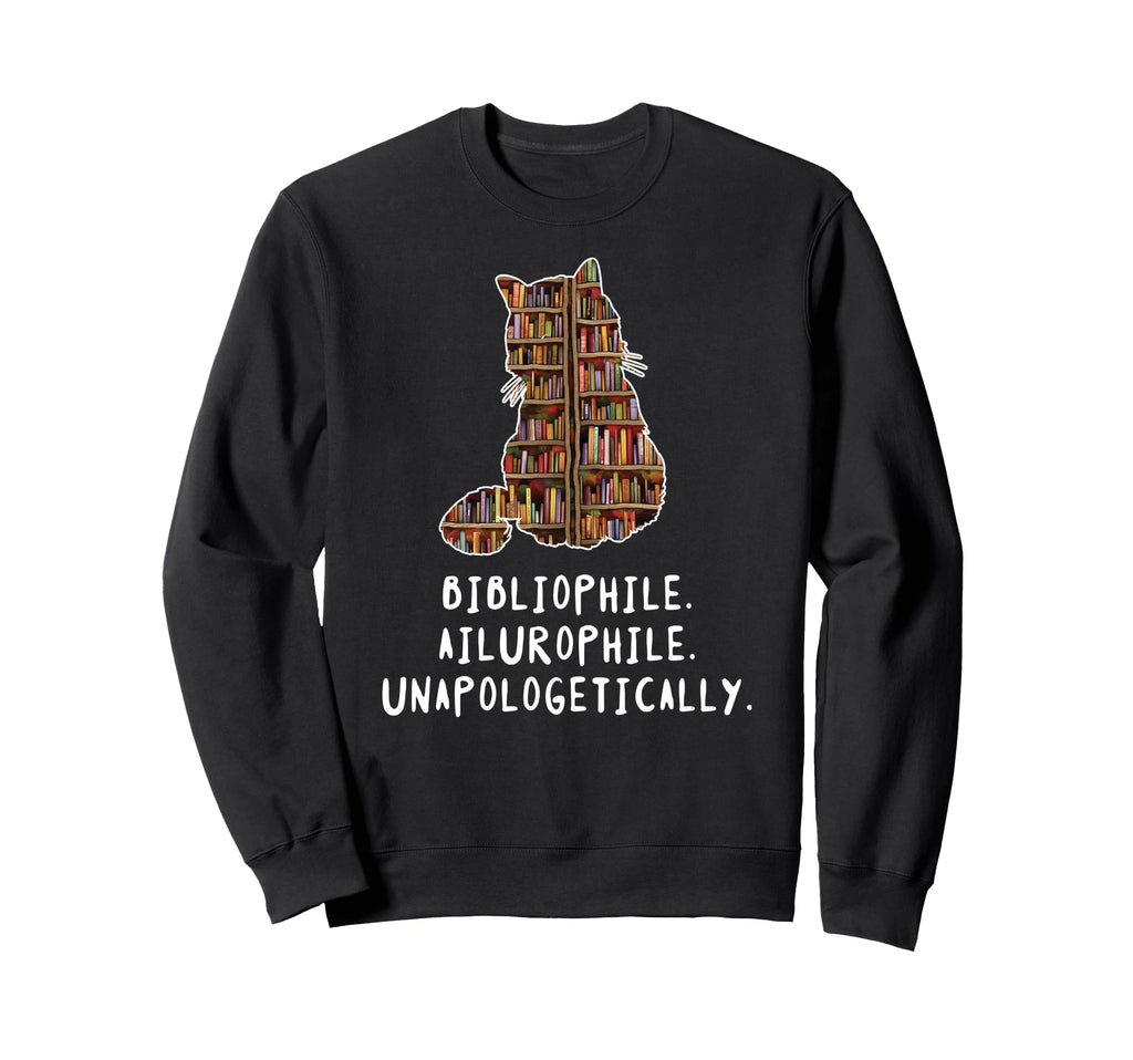 Bibliophile Ailurophile Sweatshirt - Trendy Graphic Unisex - T-Shirt, Sweatshirt, Hoodie