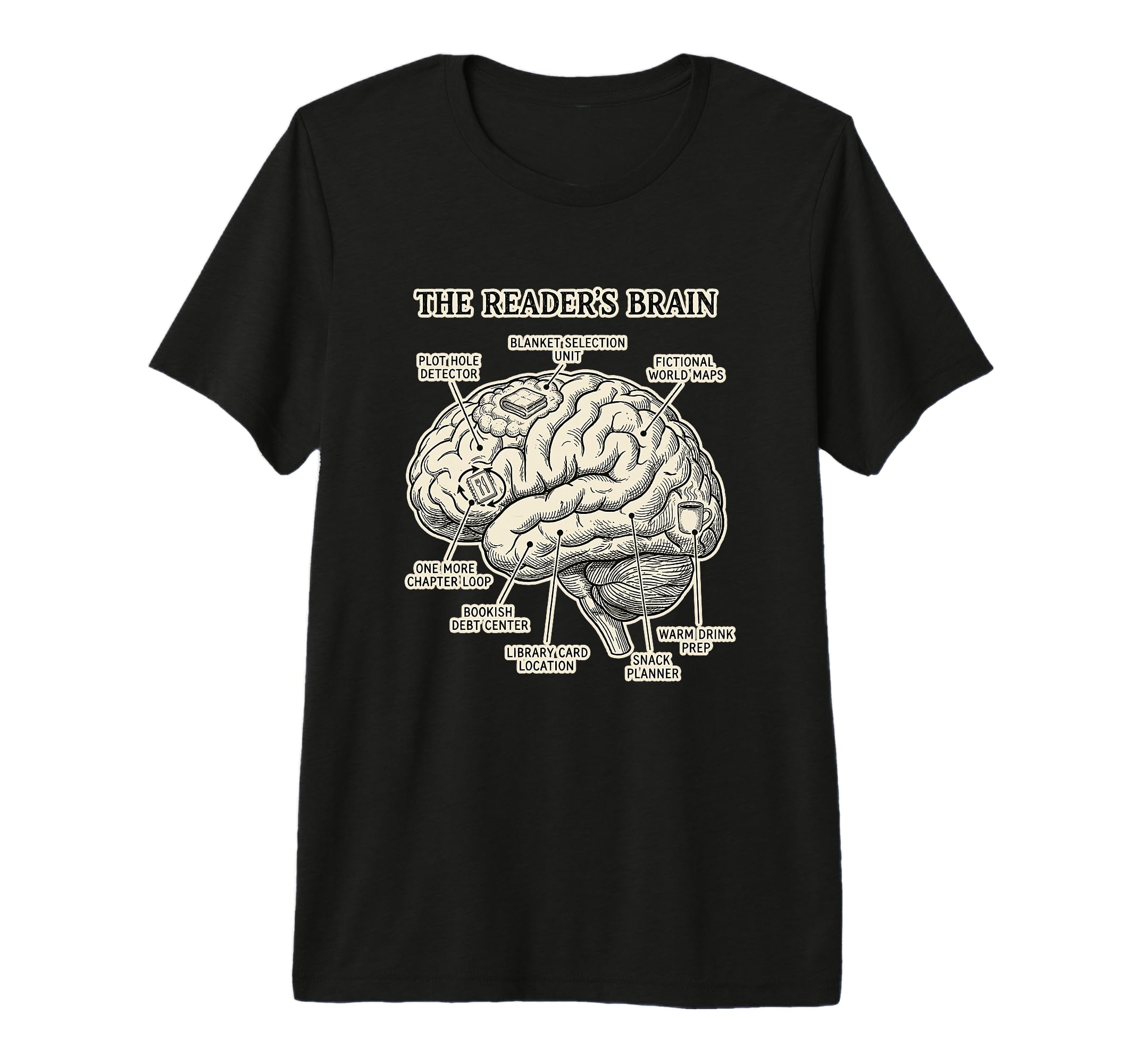 Funny Bookish Reader Brain Anatomy T-Shirt - Trendy Graphic Men Women - T-Shirt, Sweatshirt, Hoodie