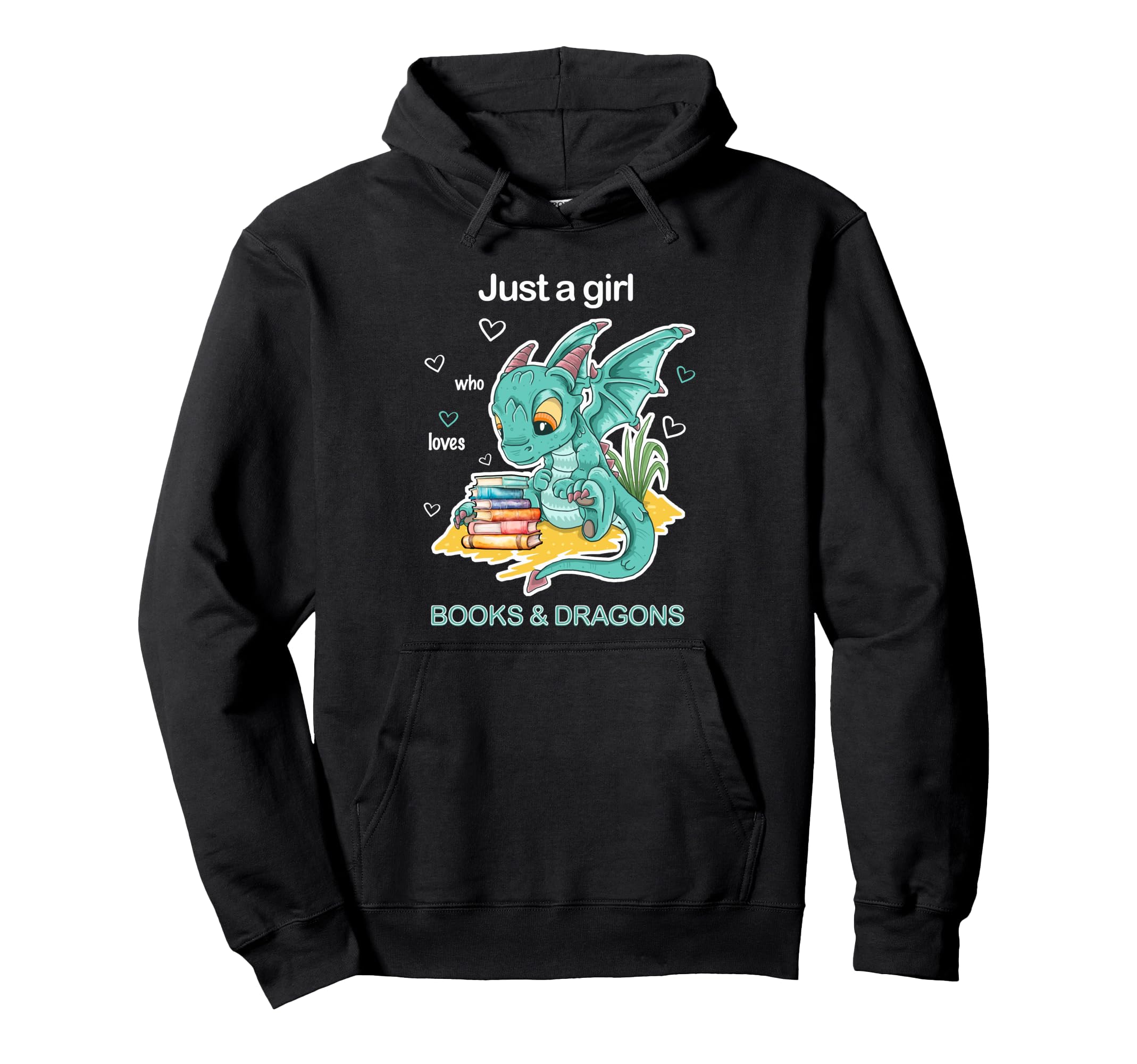 Just Who Loves Dragons And Books Kawaii Hoodie - Unique Graphic for Adults - T-Shirt, Sweatshirt, Hoodie