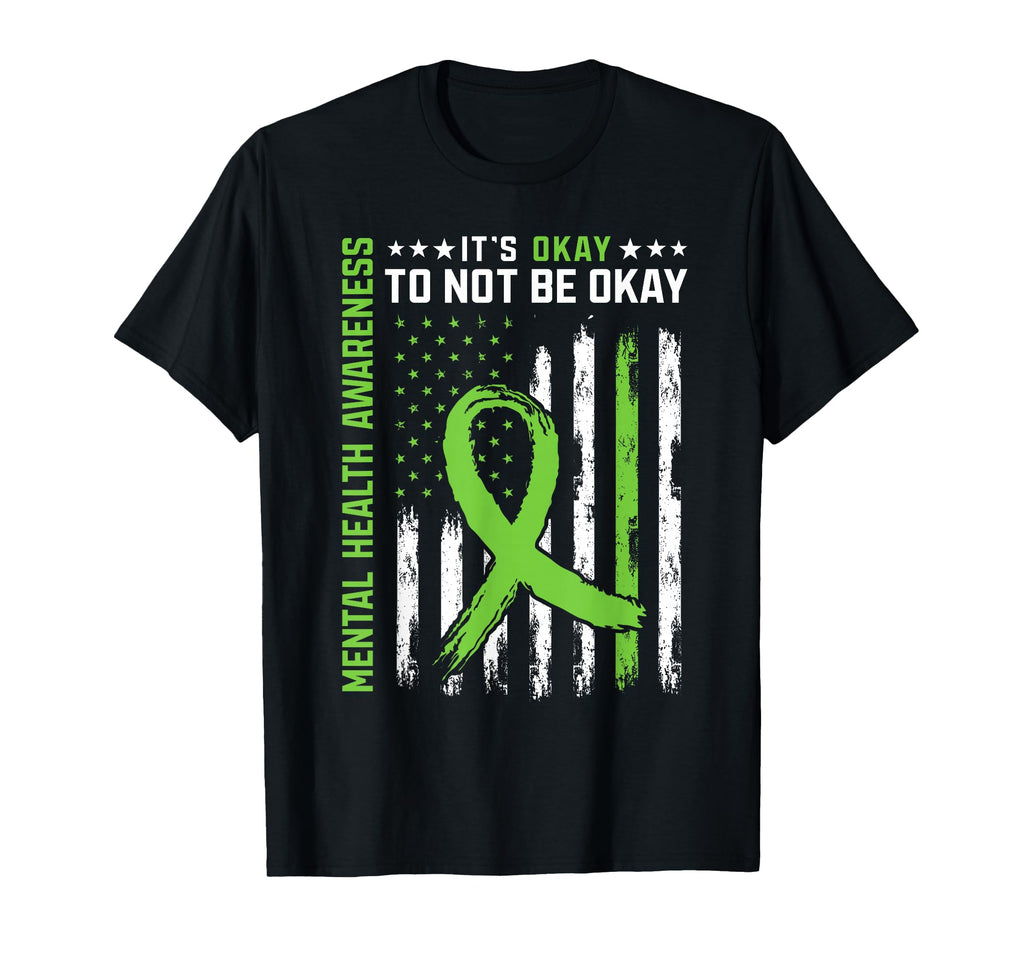 Its Okay To Not Be Okay Us Flag Mental T-Shirt - Trendy Graphic Unisex - T-Shirt, Sweatshirt, Hoodie