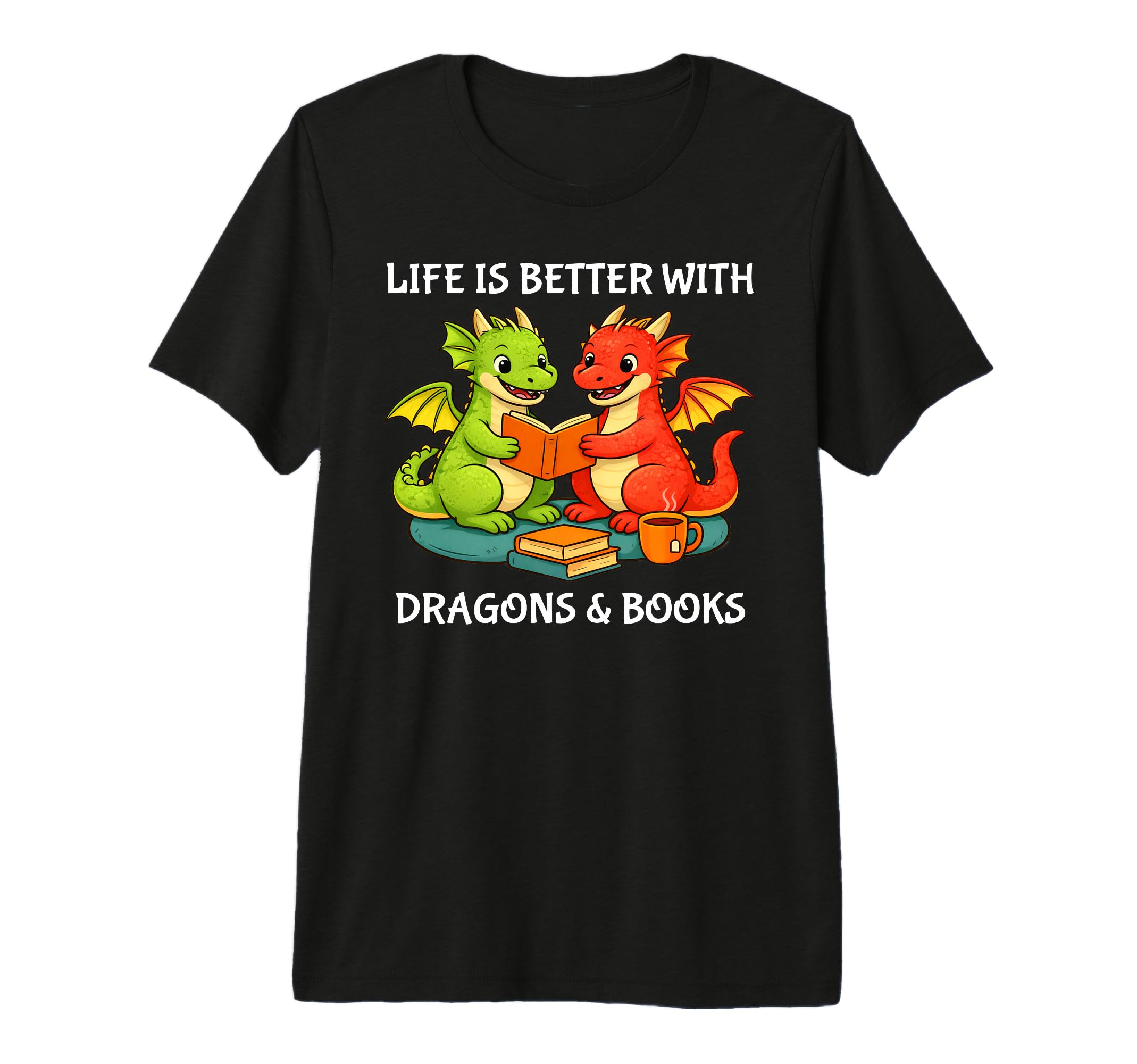 Life Is Better Dragons And Books Dragon T-Shirt - Trendy Graphic Men Women - T-Shirt, Sweatshirt, Hoodie