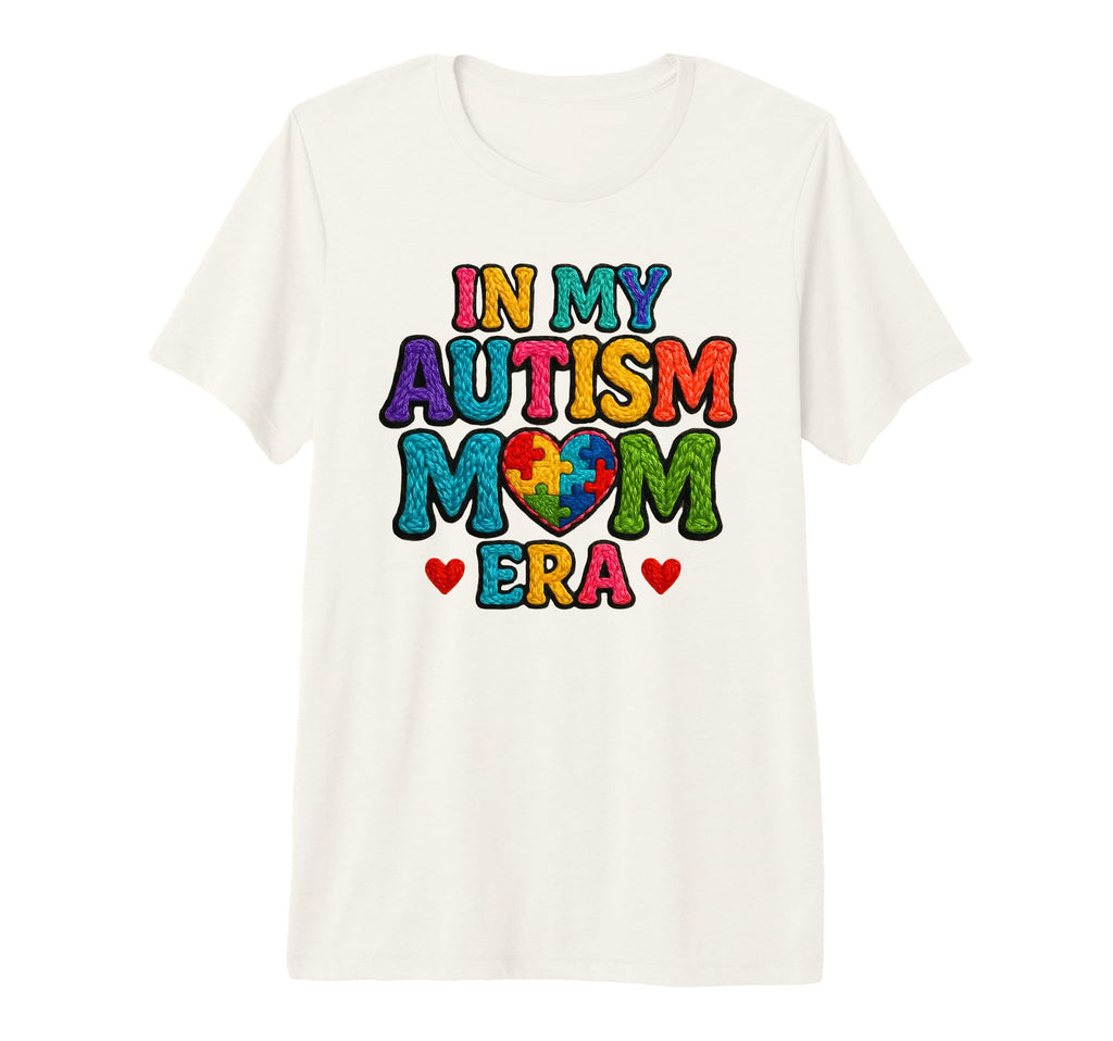 My Autism Mom Era Puzzle Heart T-Shirt - Minimalist Print for Adults - T-Shirt, Sweatshirt, Hoodie