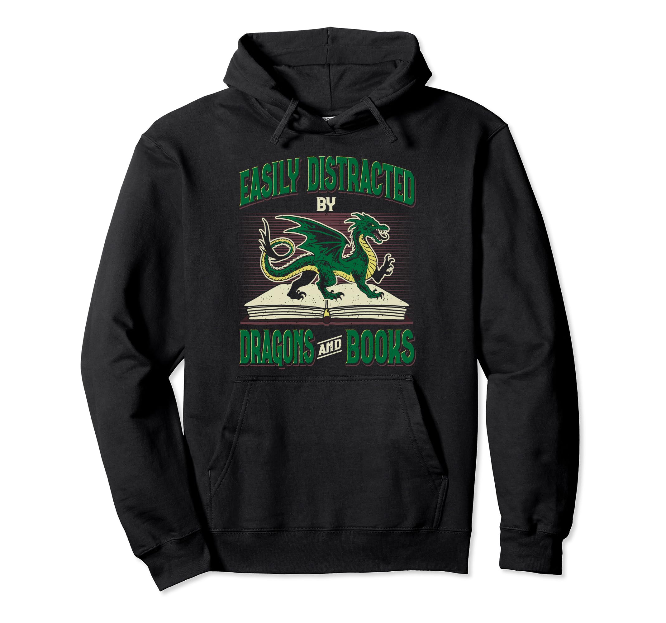 Easily Distracted Dragons And Books Hoodie - Minimalist Print Unisex - T-Shirt, Sweatshirt, Hoodie