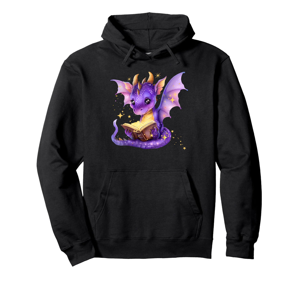 Dragons Book Lover Bookworm Dragon Hoodie - Custom Art Print for Adults - T-Shirt, Sweatshirt, Hoodie